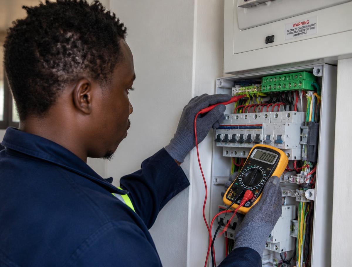 Electrical professional at work in a South African property
